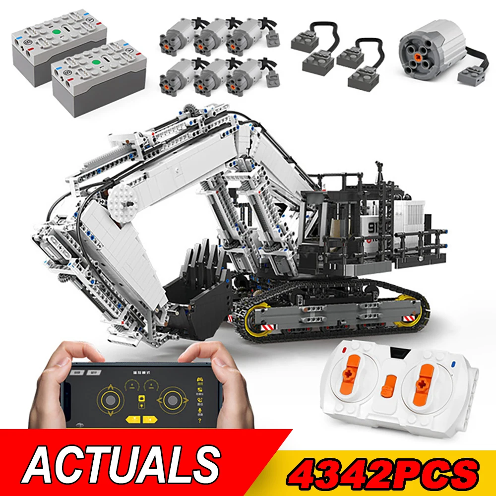 

City MOC High-Tech Motorized Car Fit 42100 R9800 Excavator Crane Model Building Blocks Bricks Educational Toys for Kids Gifts