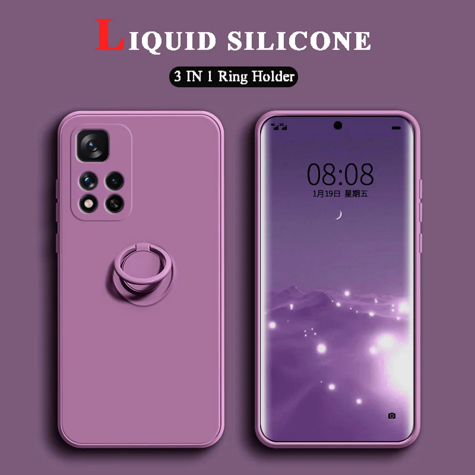 

Liquid Silicone Case For Xiaomi Redmi Note 11 10 9 Pro Case Holder Cover For Xiaomi POCO X4 Pro 12 11 K50 11T X3 NFC Redmi 10 9T