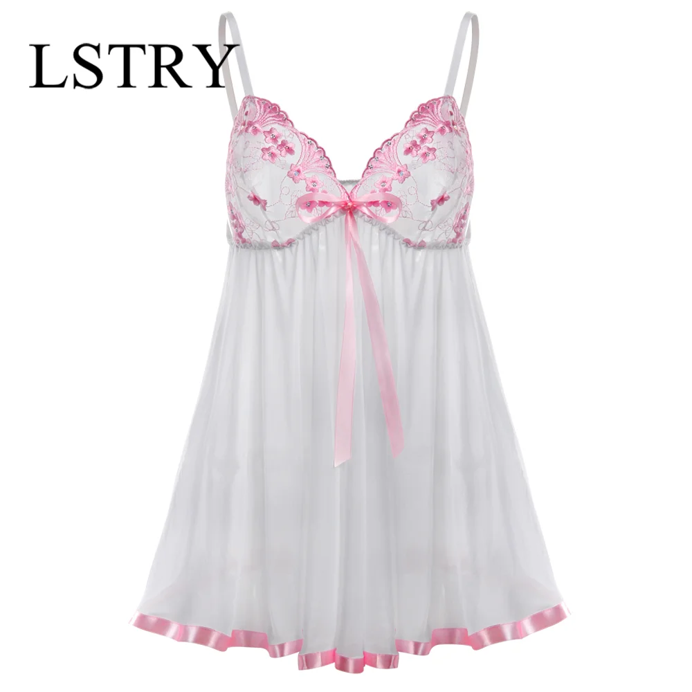 

Plus Size Women Nightgown Hot Nightwear Sexy Lingerie Lace Slits Nightdress V-neck Nightie Vintage Sleepwear Female Robe Pijama