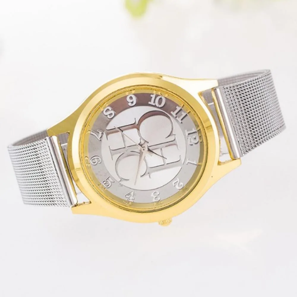 New brand Gold Geneva leisure quartz watch women's metal mesh stainless steel dress watch Relogio women's clock hot seller