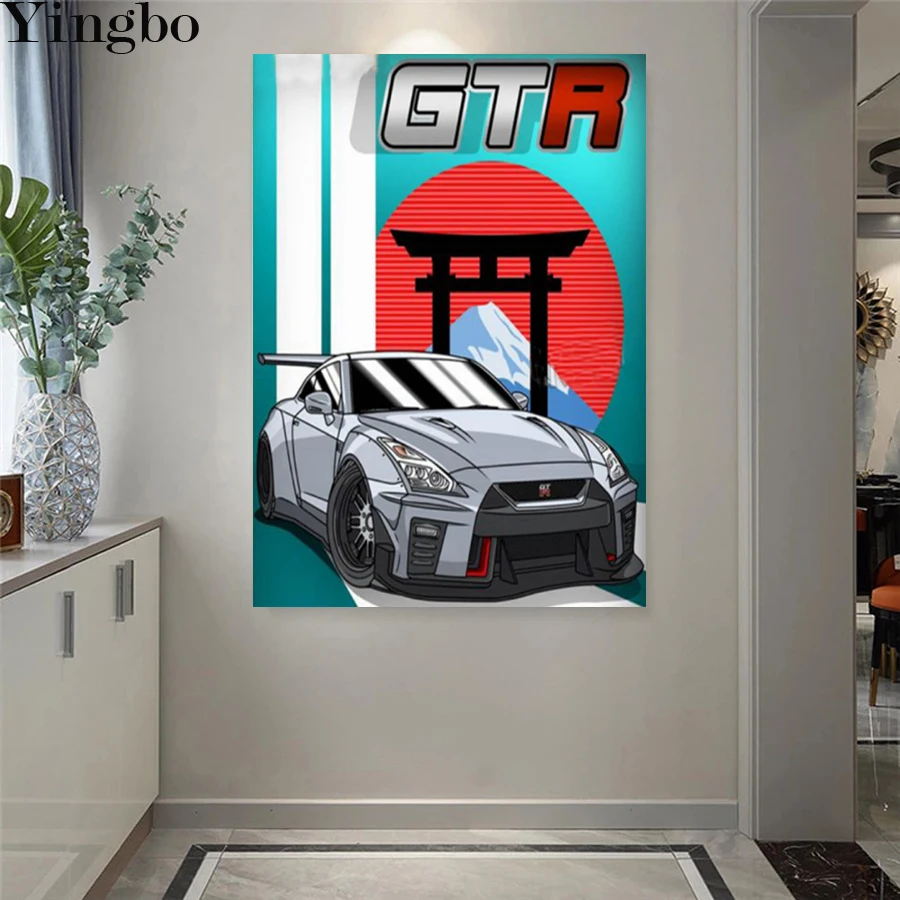 

Алмазная 5D картина «сделай сам», японские автомобили, гонки GTR, картина стразы, полноразмерная Алмазная вышивка, наборы для вышивки крестико...