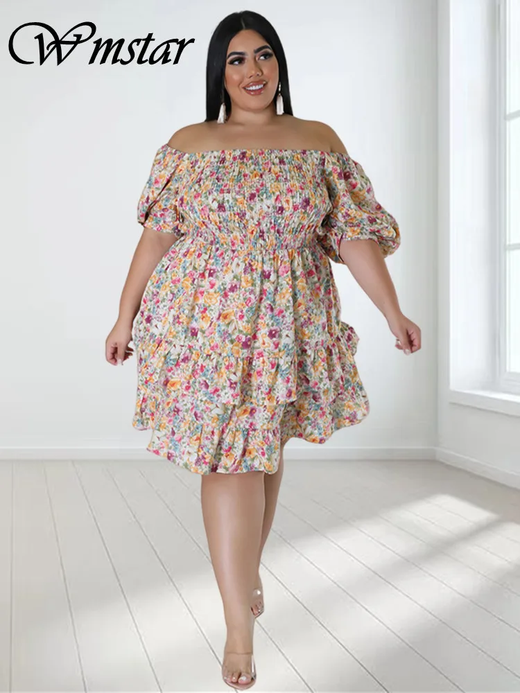 

Женское летнее платье-миди с цветочным принтом и рукавами-фонариками