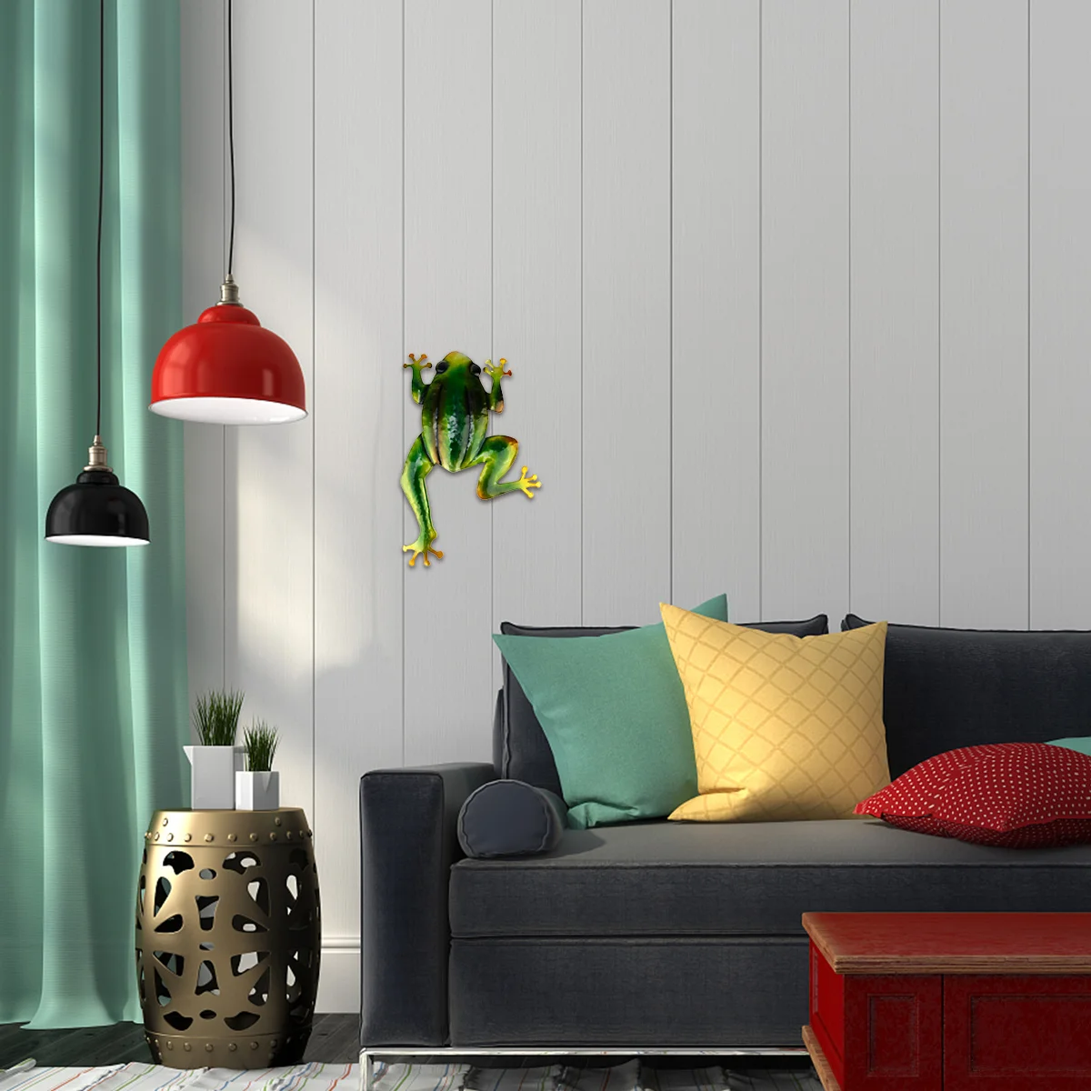 

Wall Frogsgarden Sculpture Decor Hanging Decorations Frog Yard Metal Iron Animal Ornaments 3D Decoration Vintage Rustic Decal