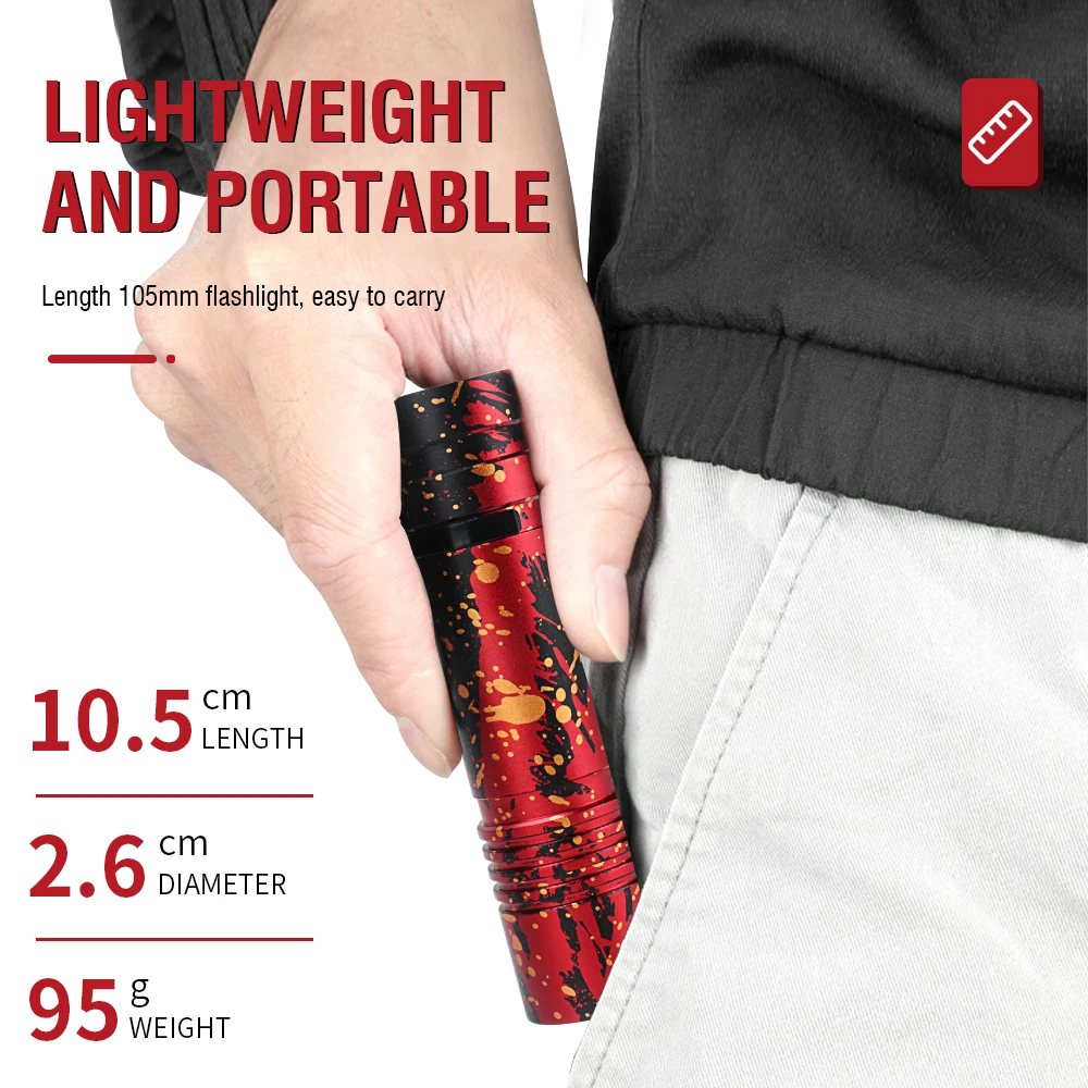 BORUiT V8 LED Flashlight red blue gradient 5-ModeType-C Rechargeable Built-in 18650 Battery Torch Waterproof Outdoor  Camping enlarge