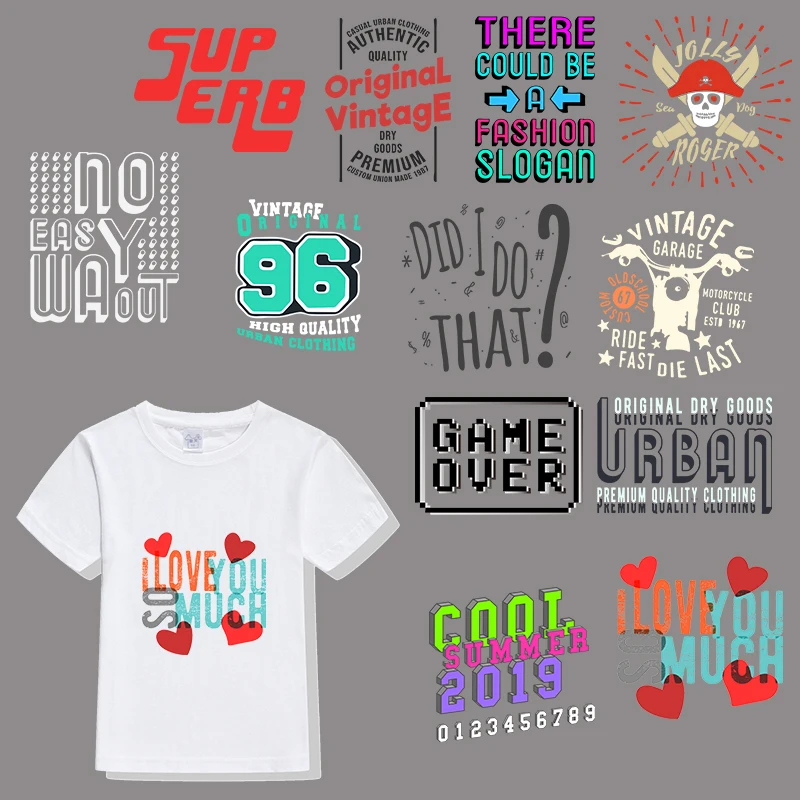 

Heat Transfer Vinyl Patch DIY Iron-on Clothes Heart Stripes Trendy Design Print Men's T-Shirt Decorative Pattern Punk