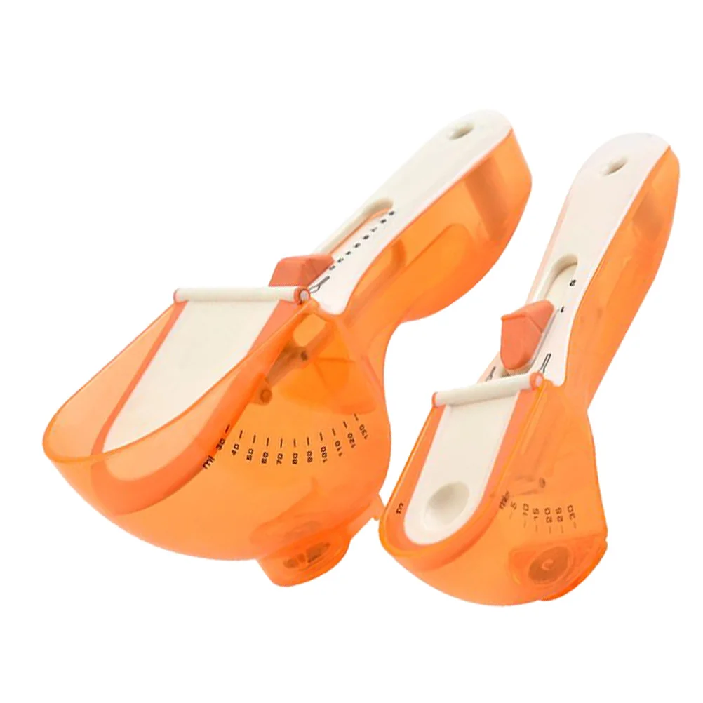 

1 Set 2Pcs Adjustable Measuring Spoons Scale Powder Scoops Baking Spoons (Orange)