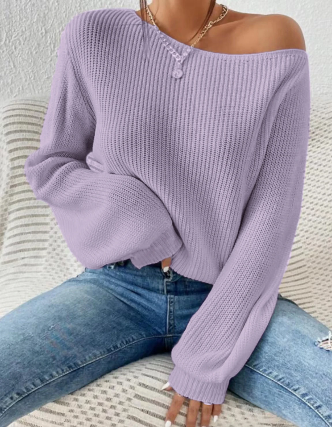 Женский свободный свитер из полиэстера