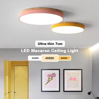 Modern Ulitra-thin Led Ceiling Lamps Surface Mounted Indoor Lighting for Corridor Wooden Frame Light Macaron Colors Fixtures
