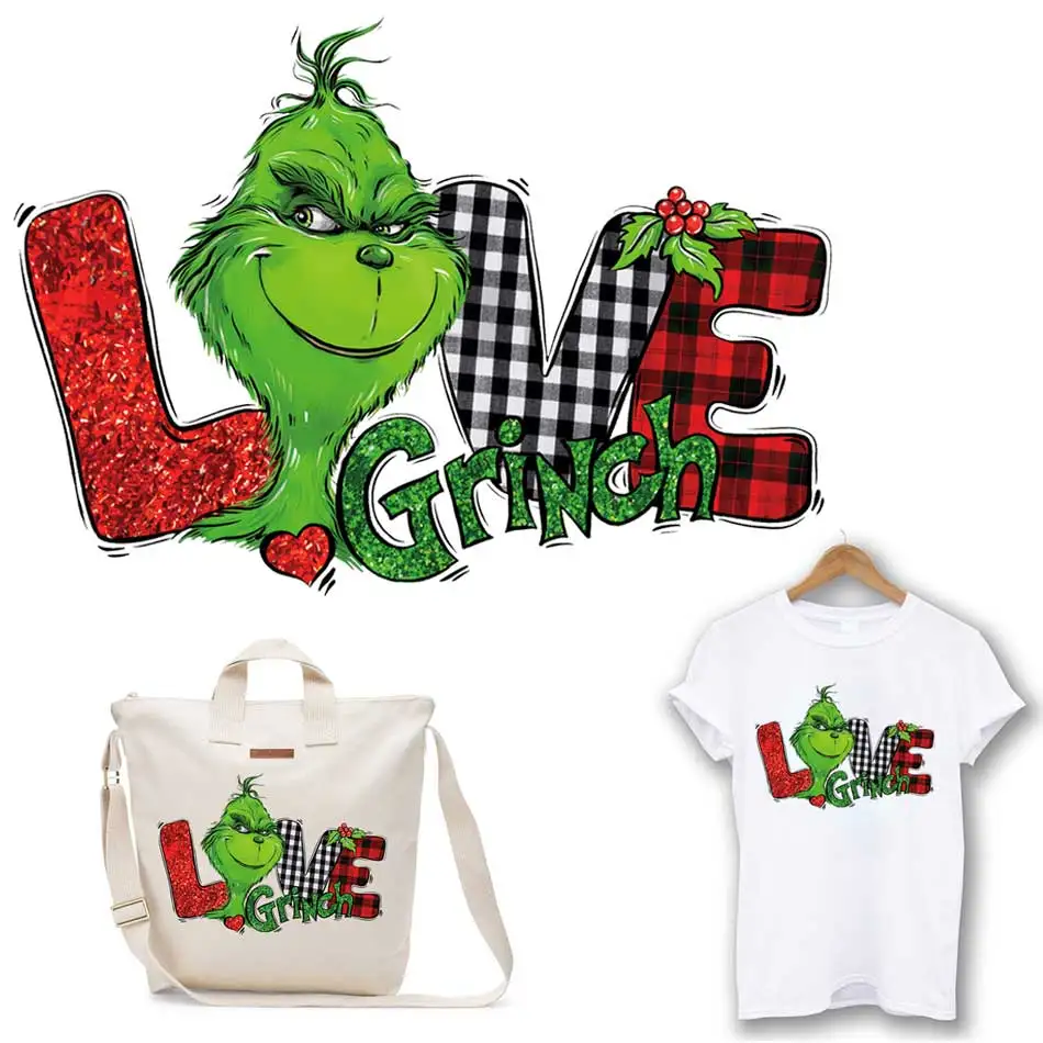 Letter Love Christmas Patches For Clothing DIY A-Level Washable T-Shirts Thermal Sticker Cute children Iron-On Transfer Applique