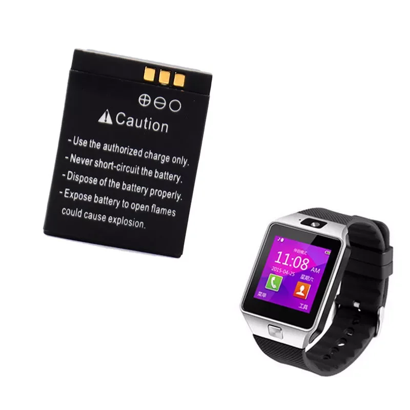 

GTF 3.7V Smart watch battery 380mAh lithium polymer rechargeable battery for DZ09 watch battery A1 Universal watch battery