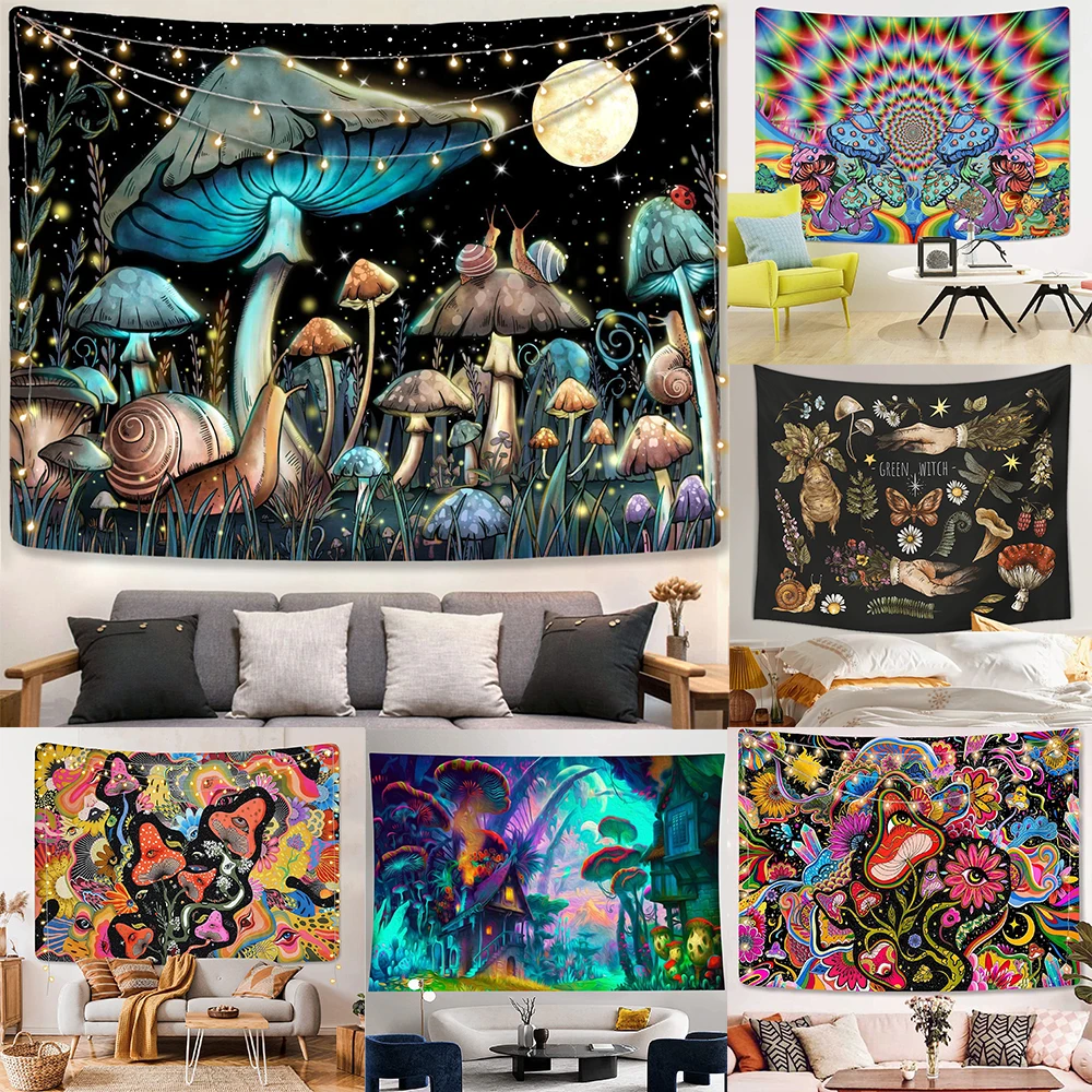 

Настенная подвеска в стиле Триппи, гобелен, фантастические растения, психоделические гобелены, эстетика, домашний декор для спальни