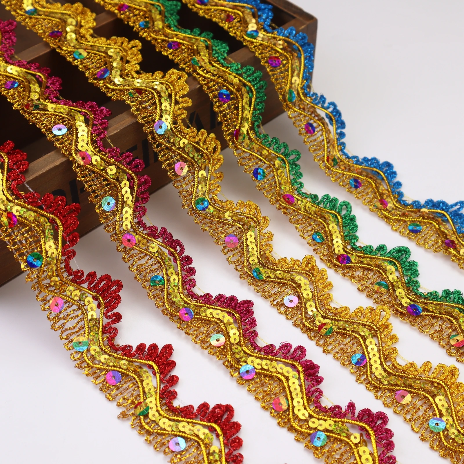 1 ярд оплетка с отделкой Золотая кружевная отделка для рукоделия шитья украшения