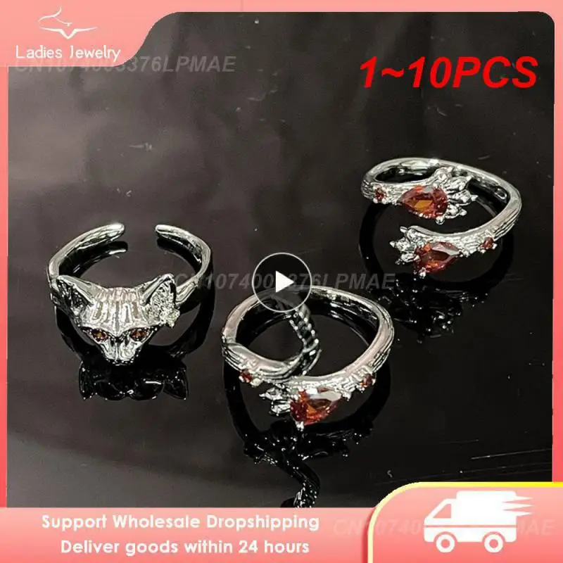1 ~ 10 шт. готические кольца с кошачьей лапой и цирконием темный кристалл животное