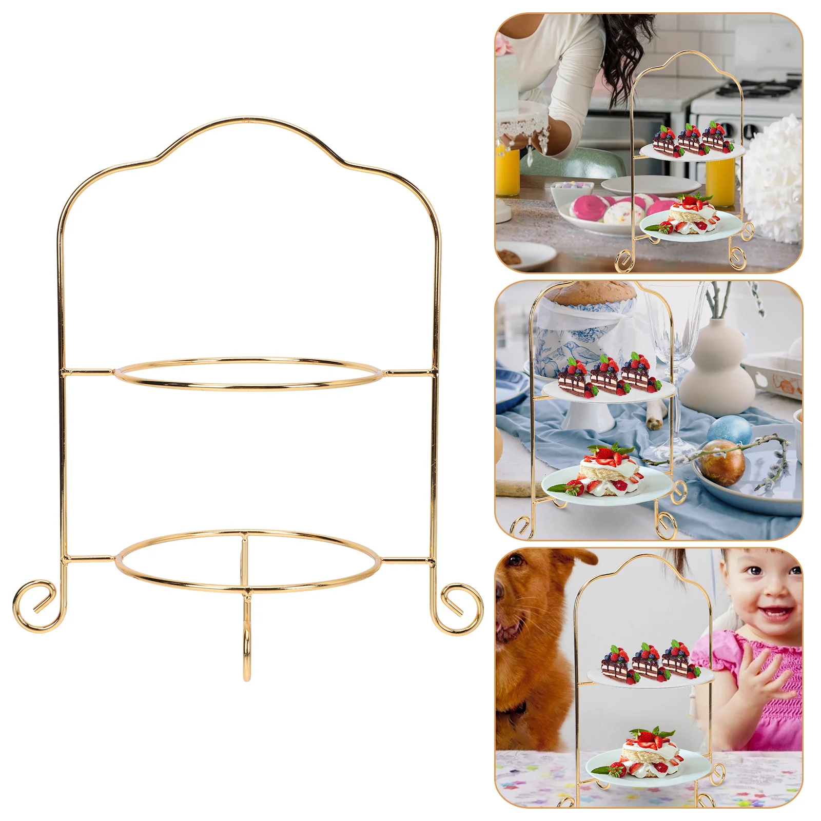 

Rack Stand Cake Fruit Tray Display Serving Cupcake Plate Tower Snack Tiered Iron Holder Dessert Metal Afternoon Tea Candy Pie