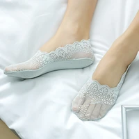 women summer low cut socks silica gel lace leaves boat socks invisible cotton sole non slip antiskid slippers sock