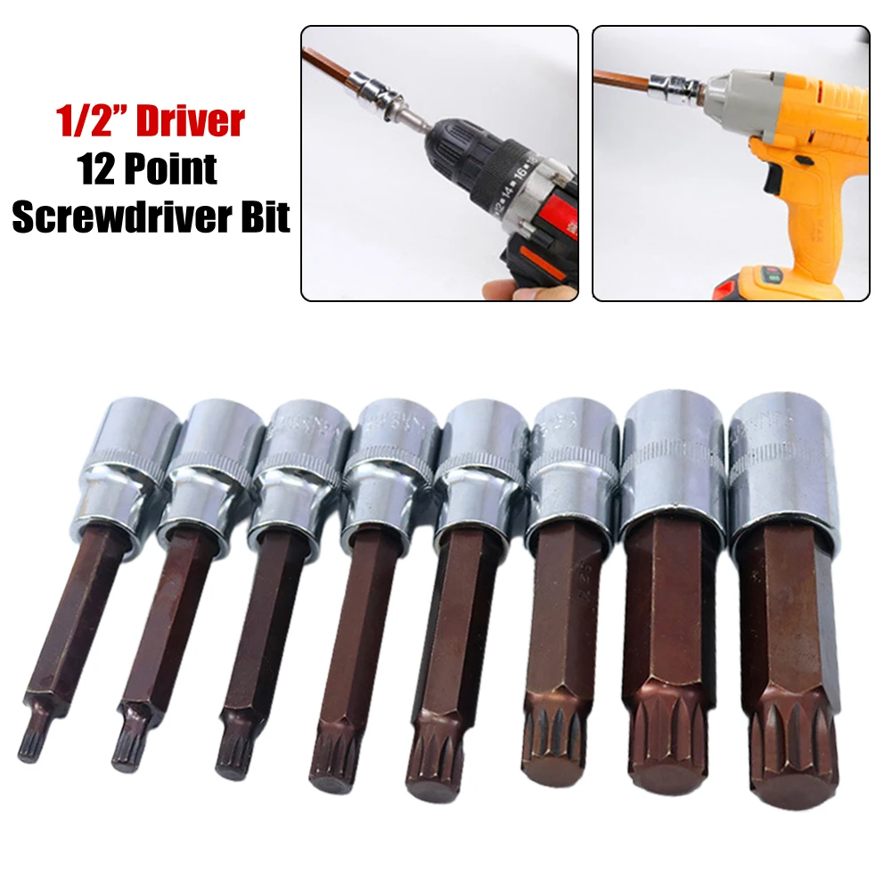 

100mm M5-M1 8 12.7mm Drive Wrench Socket Adapter 12 Point Screwdriver Bit For Home DIY/carpentry Repairing Hand Tools