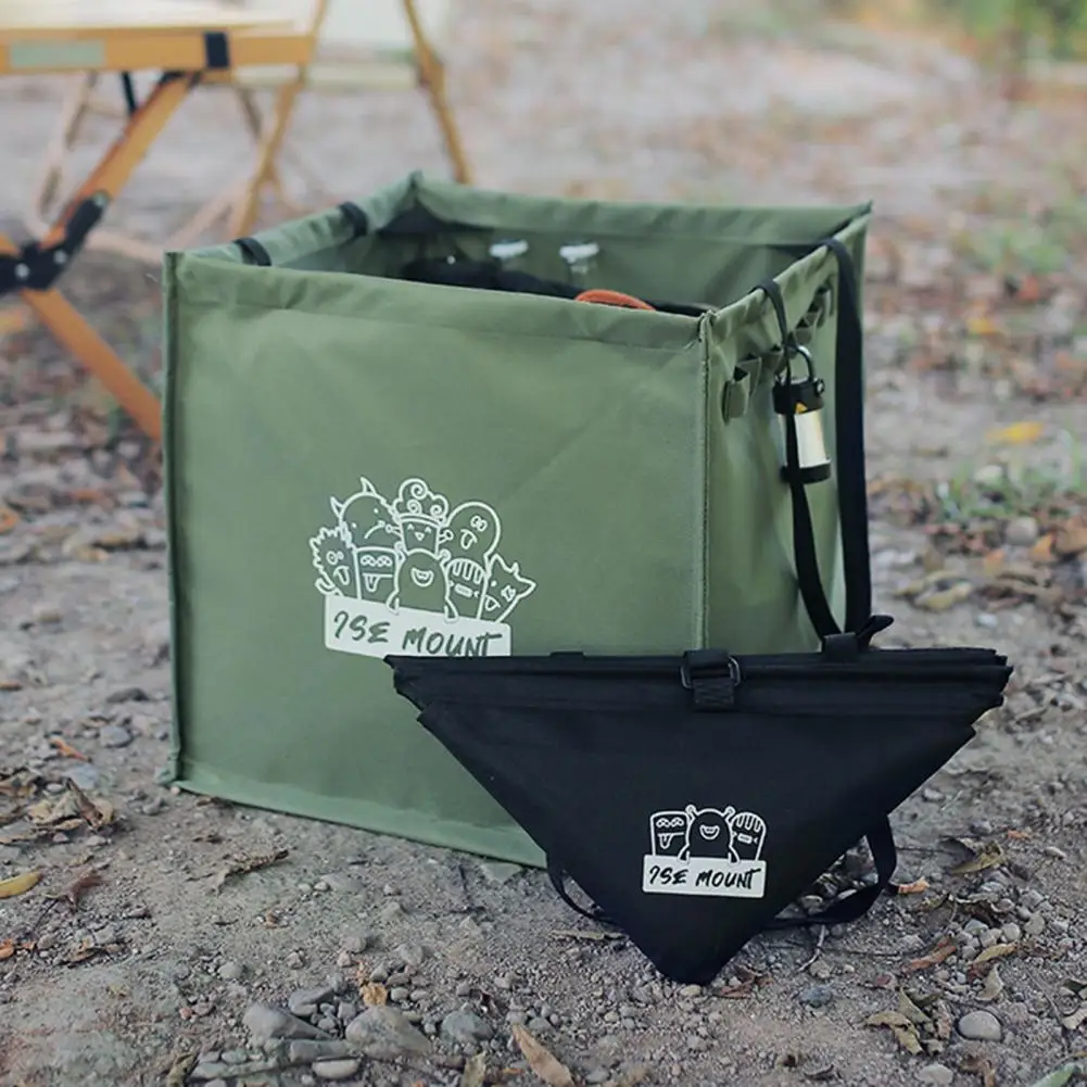 

Collapsible Trash Can with Reinforced Handle Large Capacity Waterproof Camping Waste Bin Lawn Debris Bag