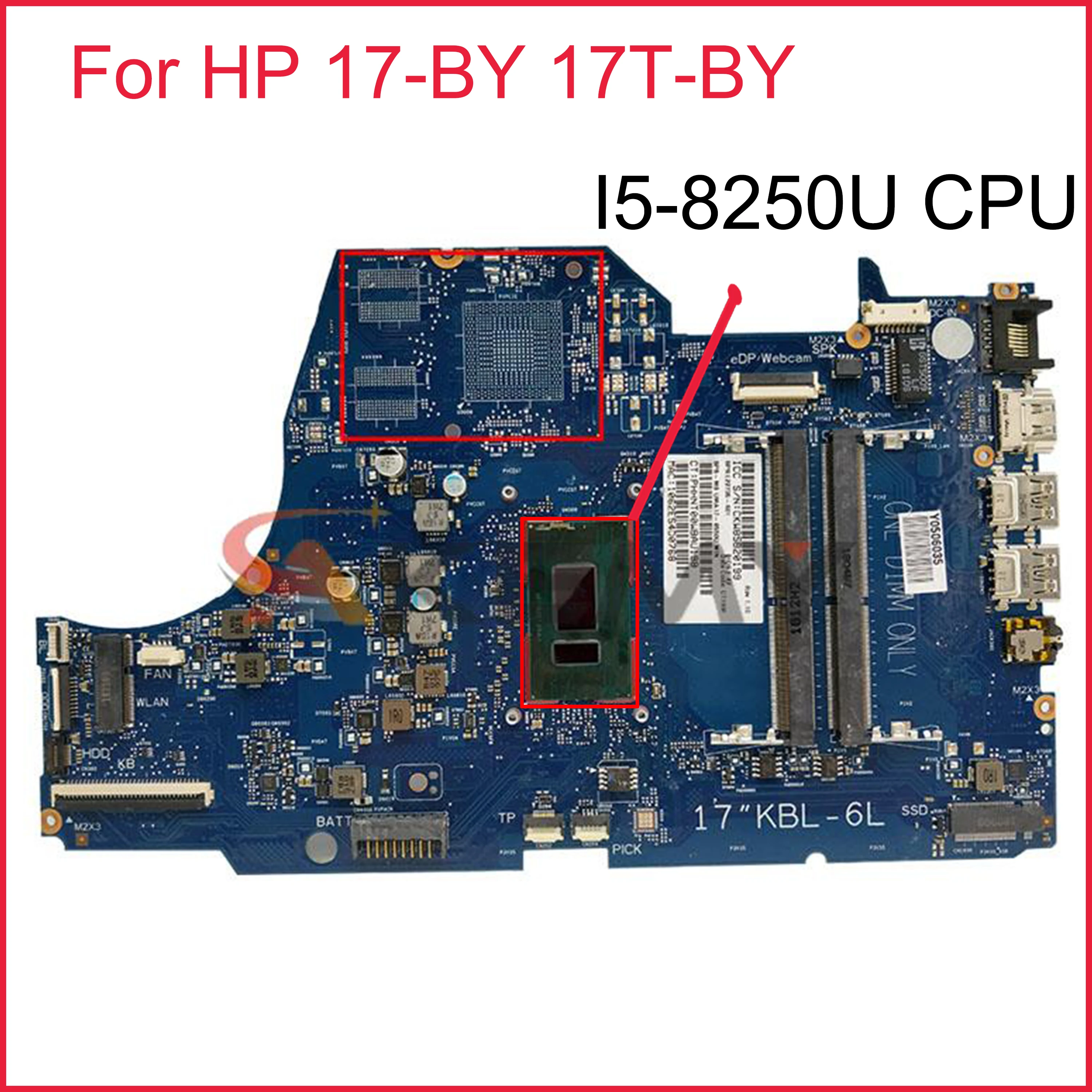 

L22736-601 L22736-001 For Hp 17-BY 17T-BY Laptop motherboard TPN-I133 6050A2982701-MB-A02 With SR3LA I5-8250U DDR4 100% Test OK