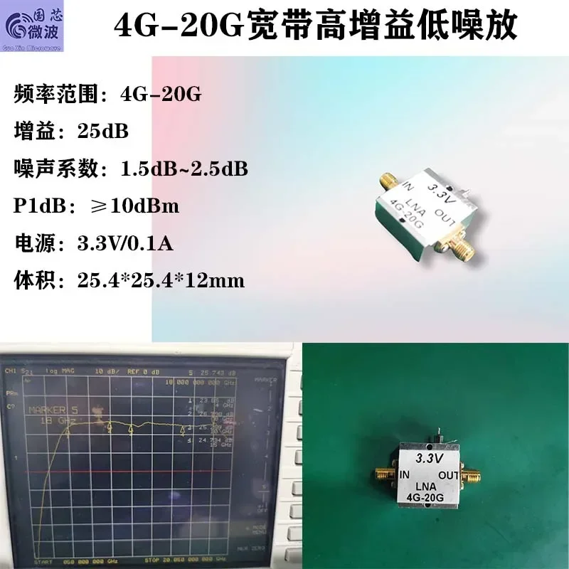 4G-20G Φ с высоким коэффициентом усиления LMX2820 G = 25 дБ Радиочастотный усилитель