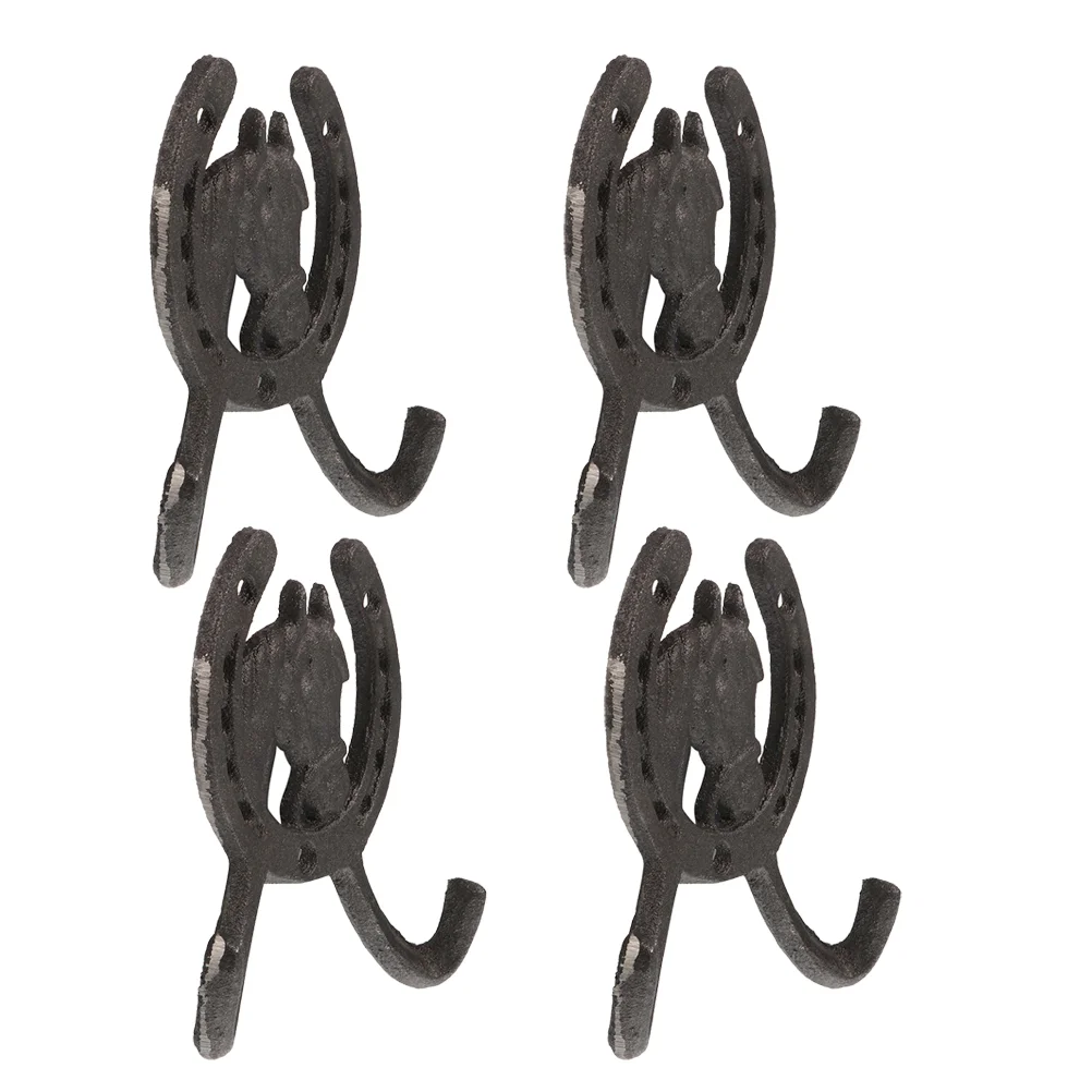 

4Pcs Retro Clothing Hooks Creative Wall Hooks Decorative Horseshoe Hooks