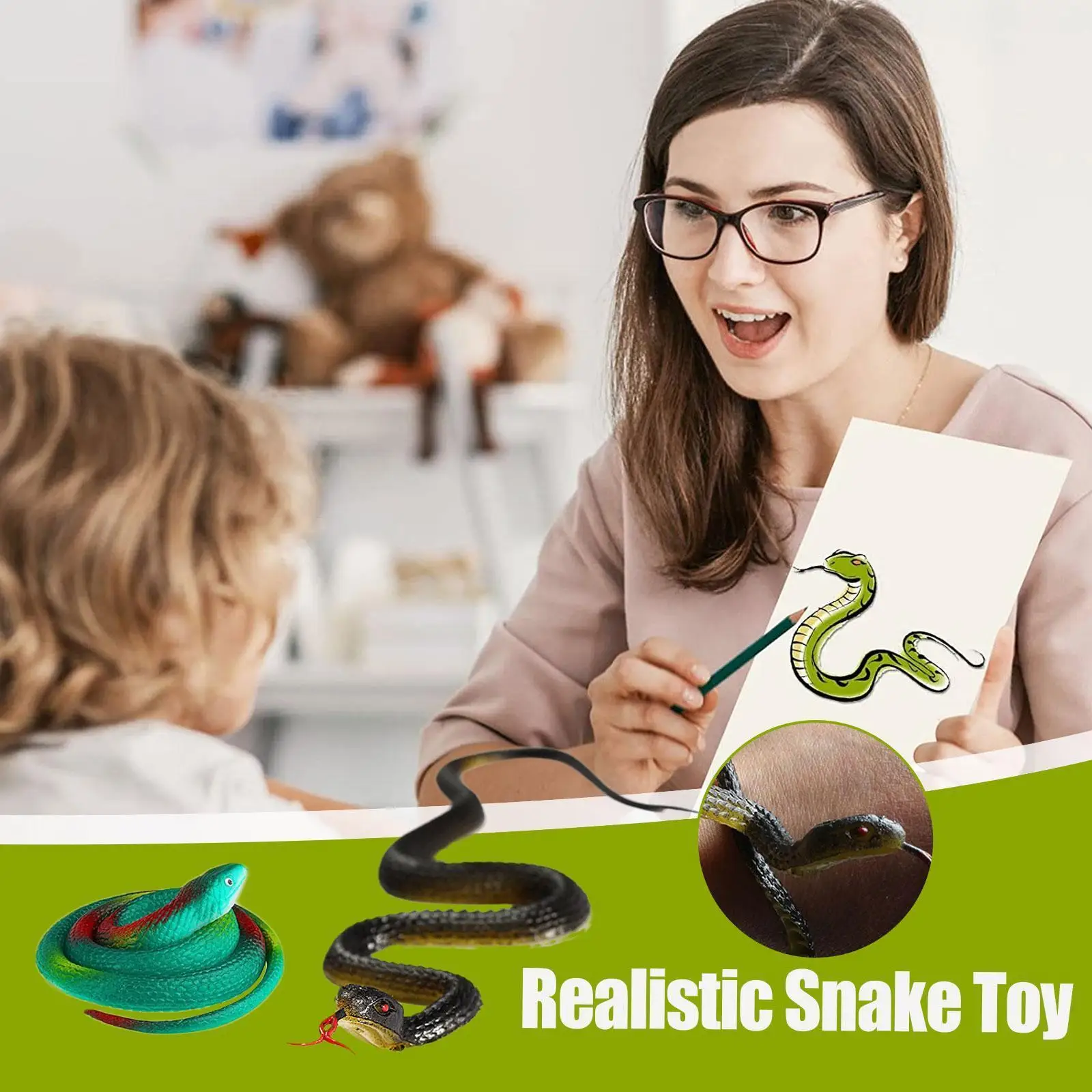 

1pcs Random Simulation Snake Realistic Fake Snakes Toy Rubber Snake Figure For Halloween Prank Props Fake Snake Y8b7