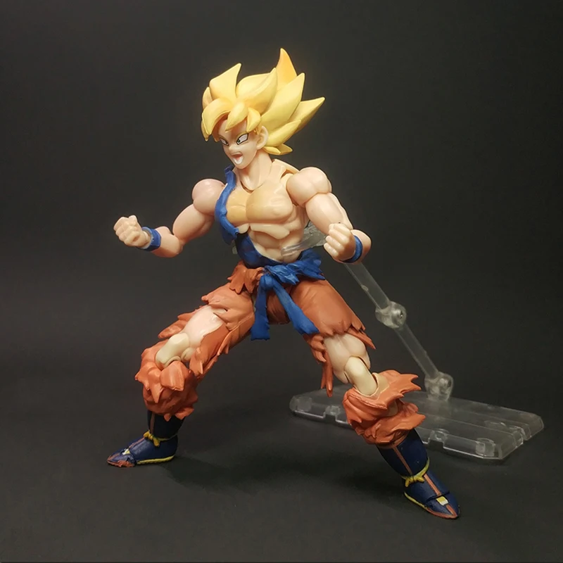 Dragon Ball Z Blue Hair Son Goku Action Figure SHF Goku Super Warrior Awakening Collection Toys 16CM images - 6