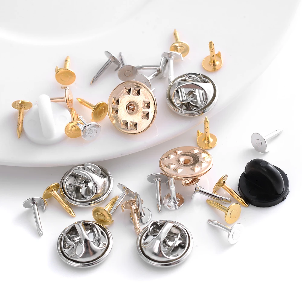 50Pcs Squeeze Badge Holder Butterfly Clasp Pins Colorful Metal Clutch Clasps Caps For Diy Jewelry Making Craft Accessories - купить по