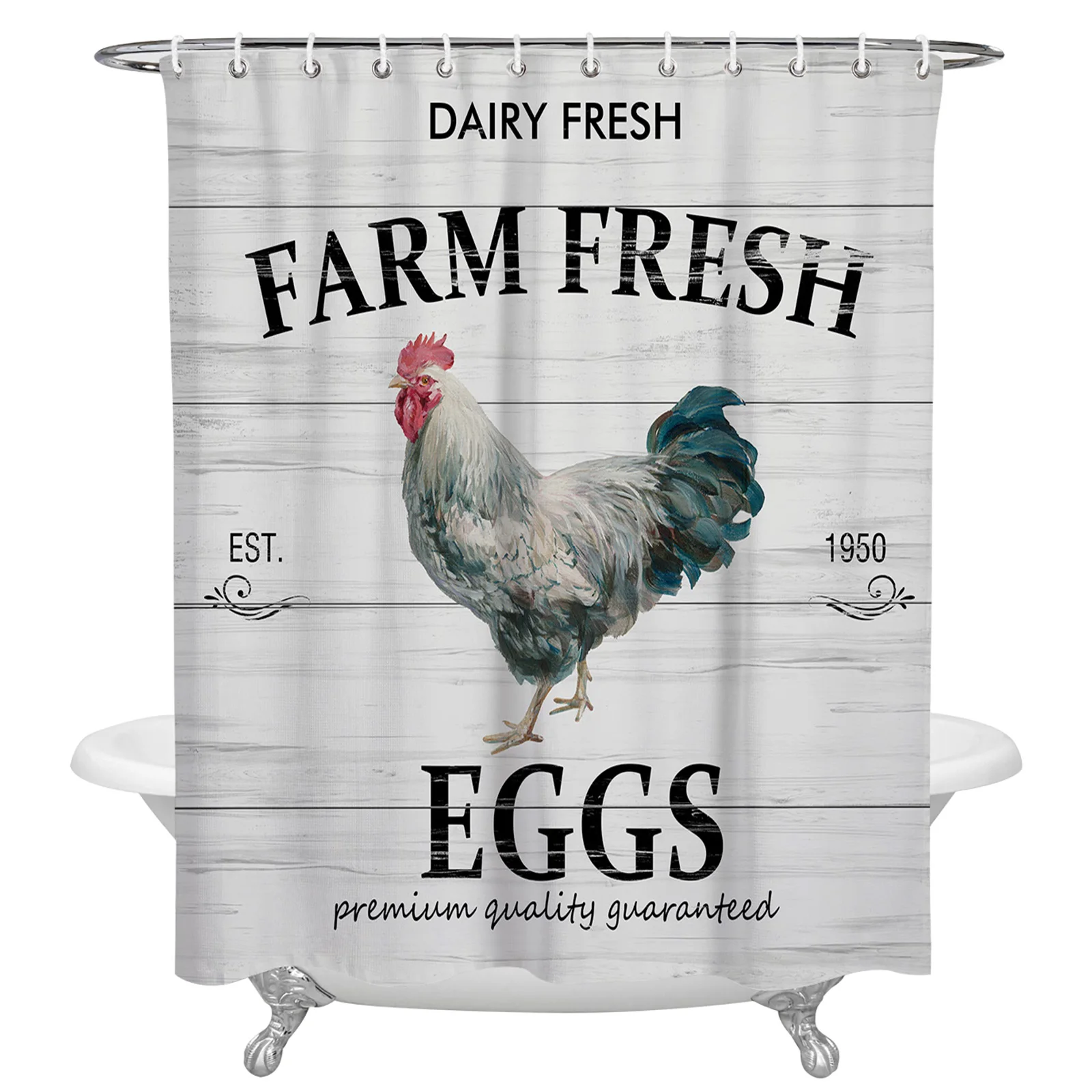 

Винтажная занавеска для душа из древесины с узором петуха, s, водонепроницаемая занавеска для ванной из полиэстера, занавеска для ванной ком...