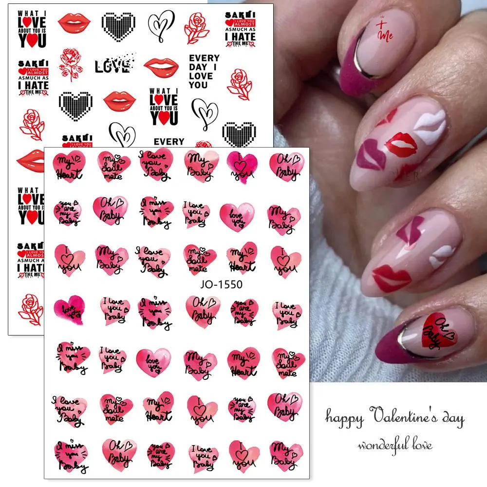 

Easily for Finger Toenail DIY Decoration Tools Fingernail Decals Love Heart Lips Toenail Foil Valentines Nail Stickers