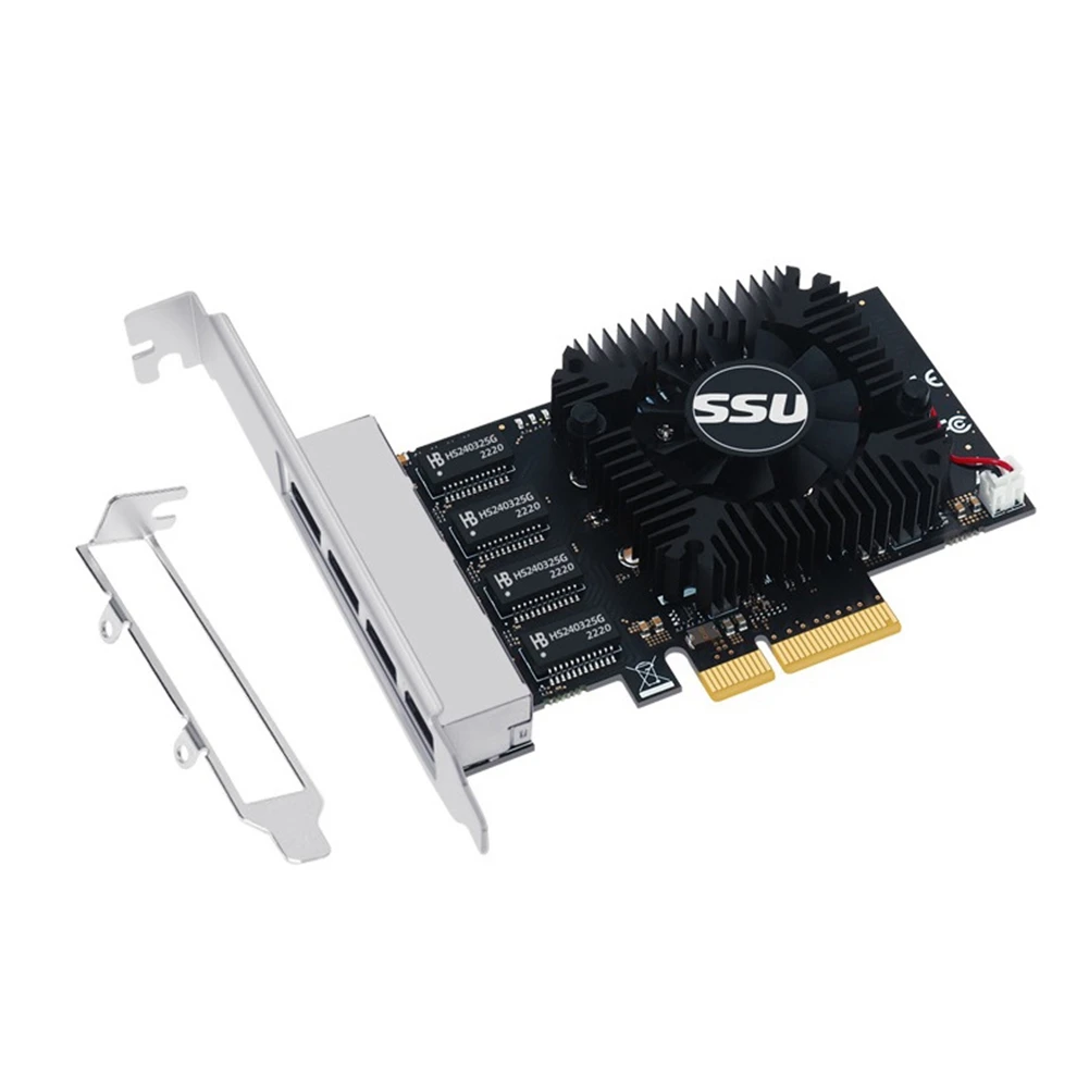 

SSU Network Card RTL8245F Gigabit Ethernet PCI Express PCIE 2.5Gbps LAN Adapter 4 Port RJ45 Network Card for Desktop PC