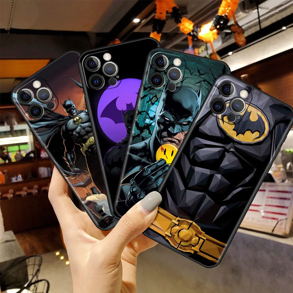 

Mobile Phones Case for Apple iPhone 13 Pro 11 12Pro 7 8 Plus SE Black Silicone XR X XS 6 6S Celular Cover Batman Logo