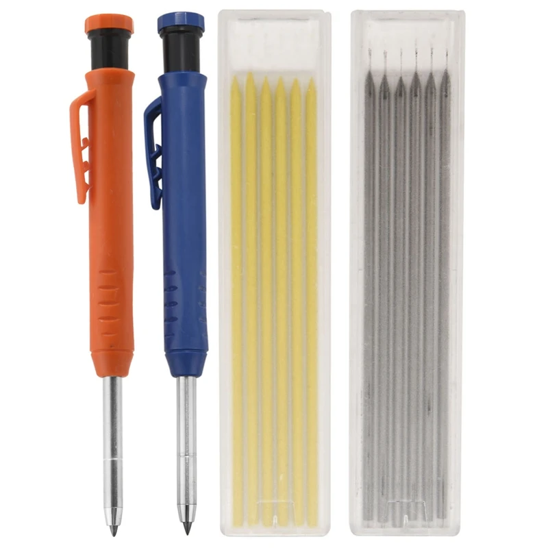 

2Pcs Carpenter Pencils,Solid Carpenter Pencils With Built-In Pencil Sharpener,Mechanical Drawing Pencils For Woodworking