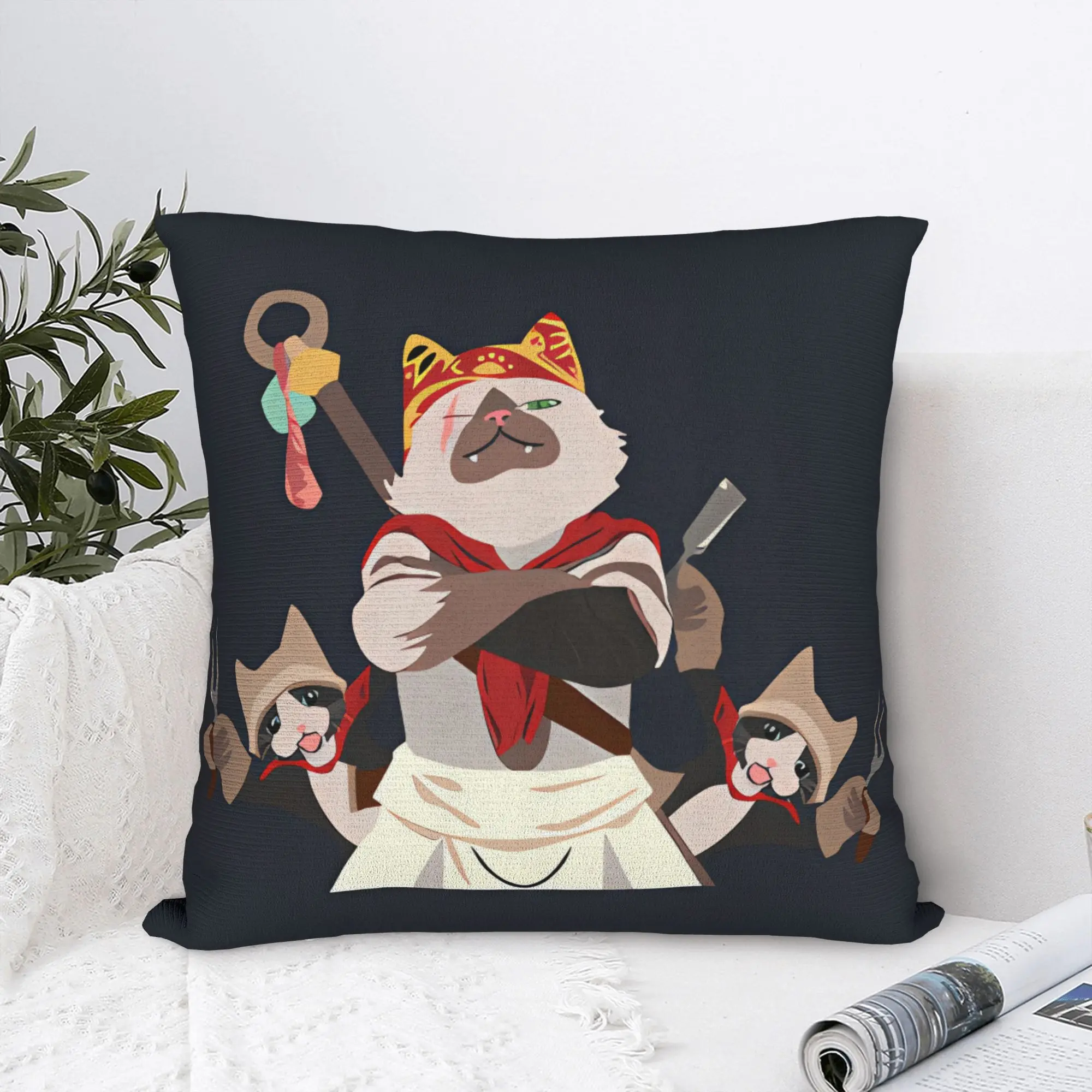 Фото Наволочка Monsters Hunters Palico Wilds, удобный чехол для подушки для дивана, домашний декор, модные наволочки в стиле ретро №1
