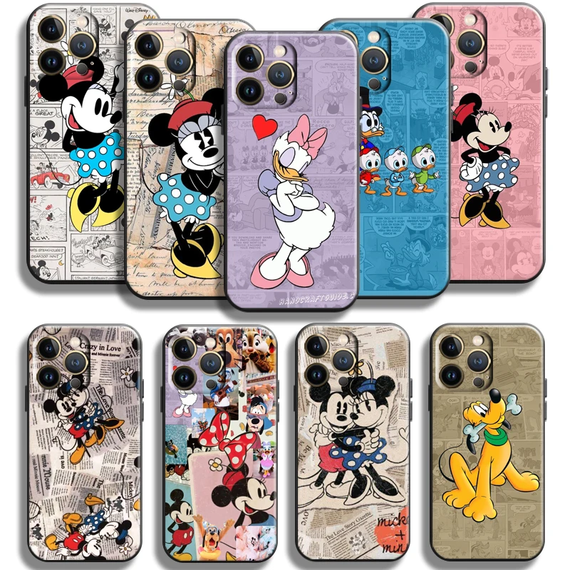 

Cartoon Mickey Minnie Mouse Duck For Apple iPhone 13 12 11 Pro Mini X XR XS Max SE 6 6S 7 8 Plus Phone Case Liquid Silicon