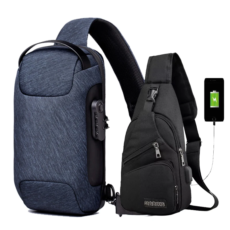 2 шт./комплект мужская сумка через плечо с USB-разъемом |