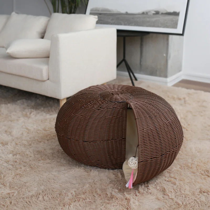 

Cute Shell Cat Bed House Indoor Cat Toys Ball Interactive - Cat Cave Pet Tunnel Tube Condos Multi-Function Fun Toy Cat Bed