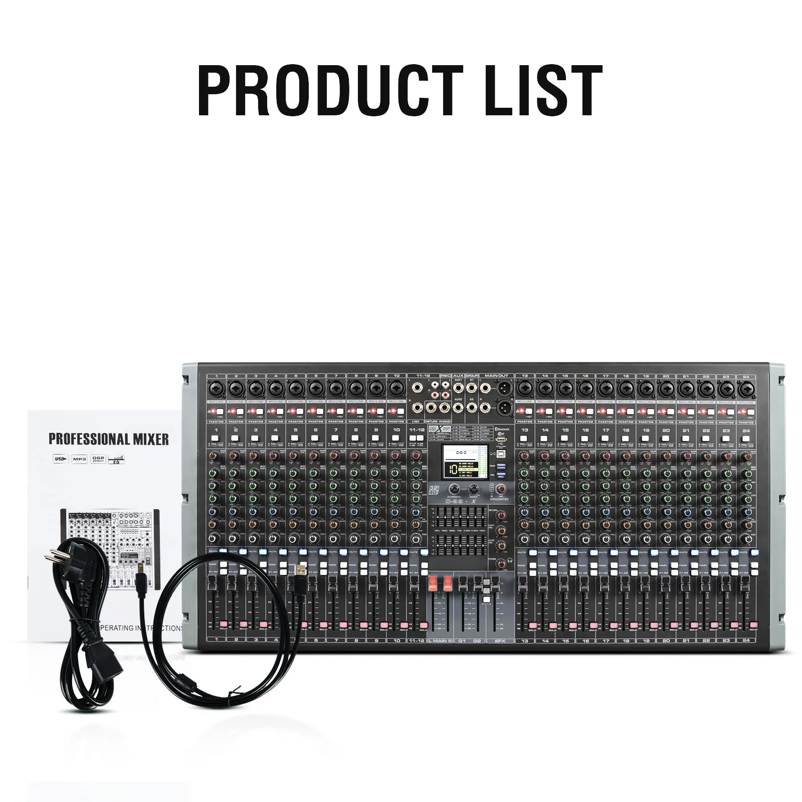 Профессиональный аудиомикшер Gooermi BST Series с USB, фантомным питанием 48В и DSP для прямых трансляций, караоке и свадеб (art.: 3920daeca006b) - 3920daeca006b