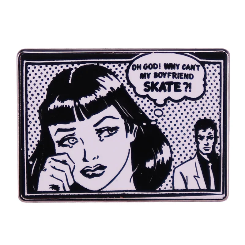 

Cartoon Comics Girl Boy Couple Dialogue Metal Enamel Backpack Bag Lapel Badge Brooch Pin