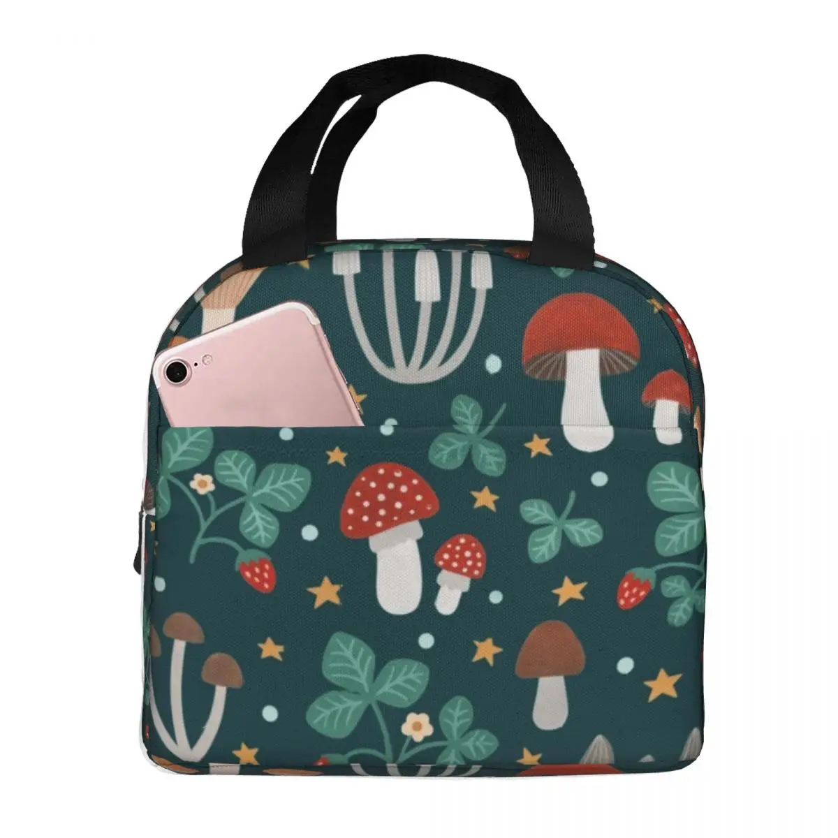 Lunch Bag for Women Kids Magic Forest Psychedelic Mushroom Insulated Cooler Bags Waterproof Picnic Canvas Lunch Box Handbags