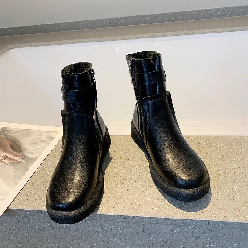 2022 new flat bottom  boots wild fashion casual black slim small single boots platform boots womem shoes women boots