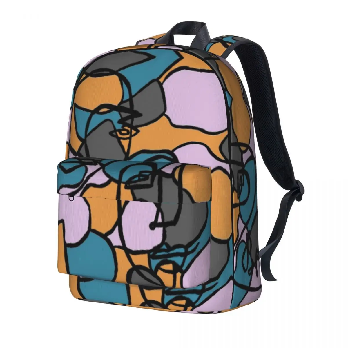 

Abstract Line Faces Backpack Cartoon Color Cycling Backpacks Student Style School Bags High Quality Pattern Rucksack