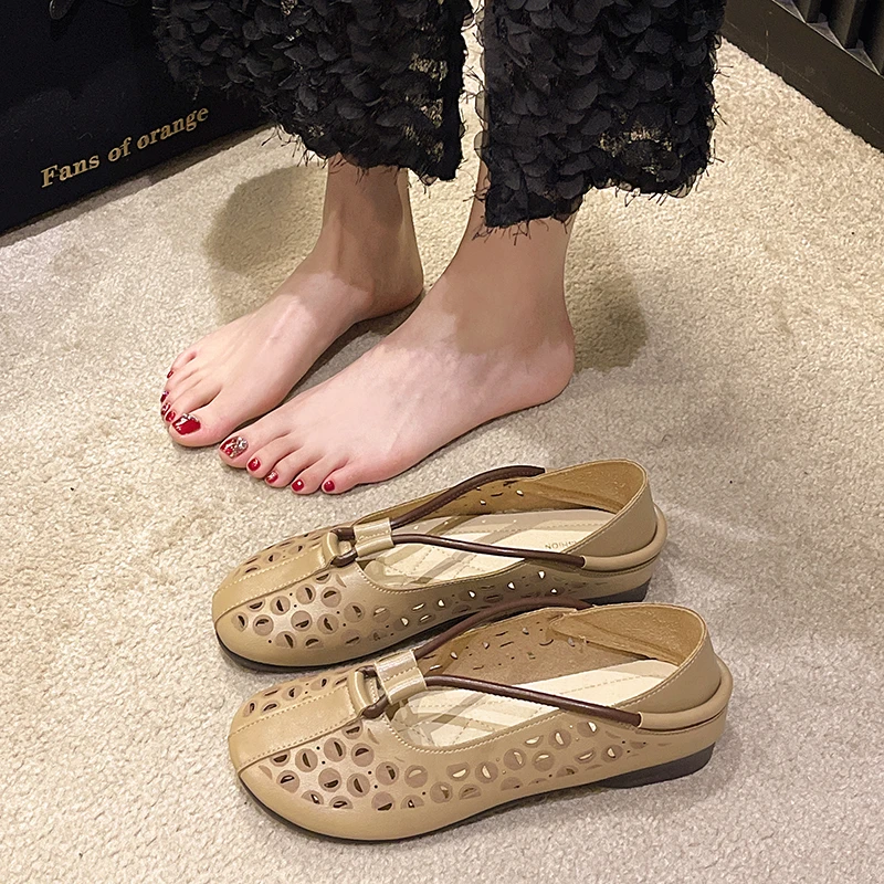 

Soft Round Toe Shoes Woman Flats Casual Female Sneakers Dress Grandma Comfortable New Moccasin Summer Slip-On Solid Rubber PU La