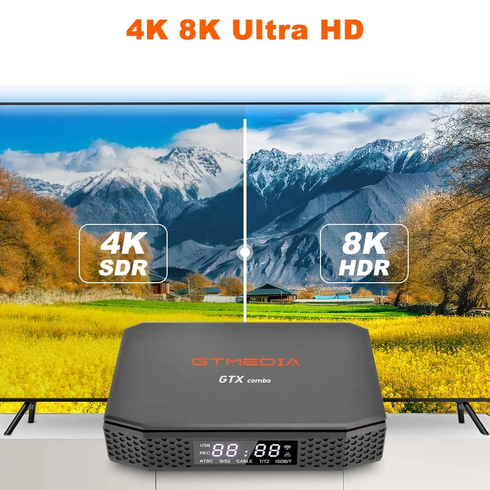 GTMEDIA GTX COMBO 4K 8K UHD Android 9 0 спутниковый ресивер DVB-S2/T2/C 2 ГБ + 32 Гб