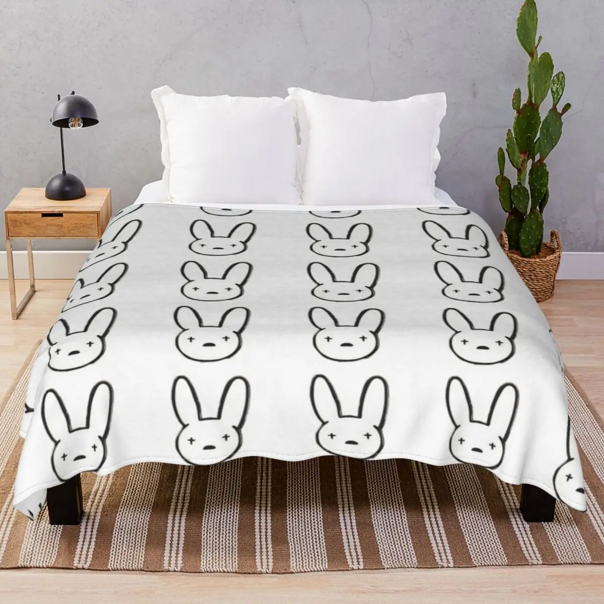 

Bad Bunny Blanket Fleece All Season Super Warm Throw Blankets for Bedding Sofa Camp Cinema