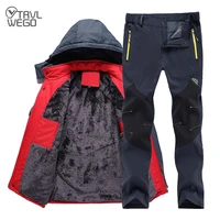 trvlwego men winter travel pant hiking jackets set trekking thermal camping climbing outdoor ski waterproof fishing suit red