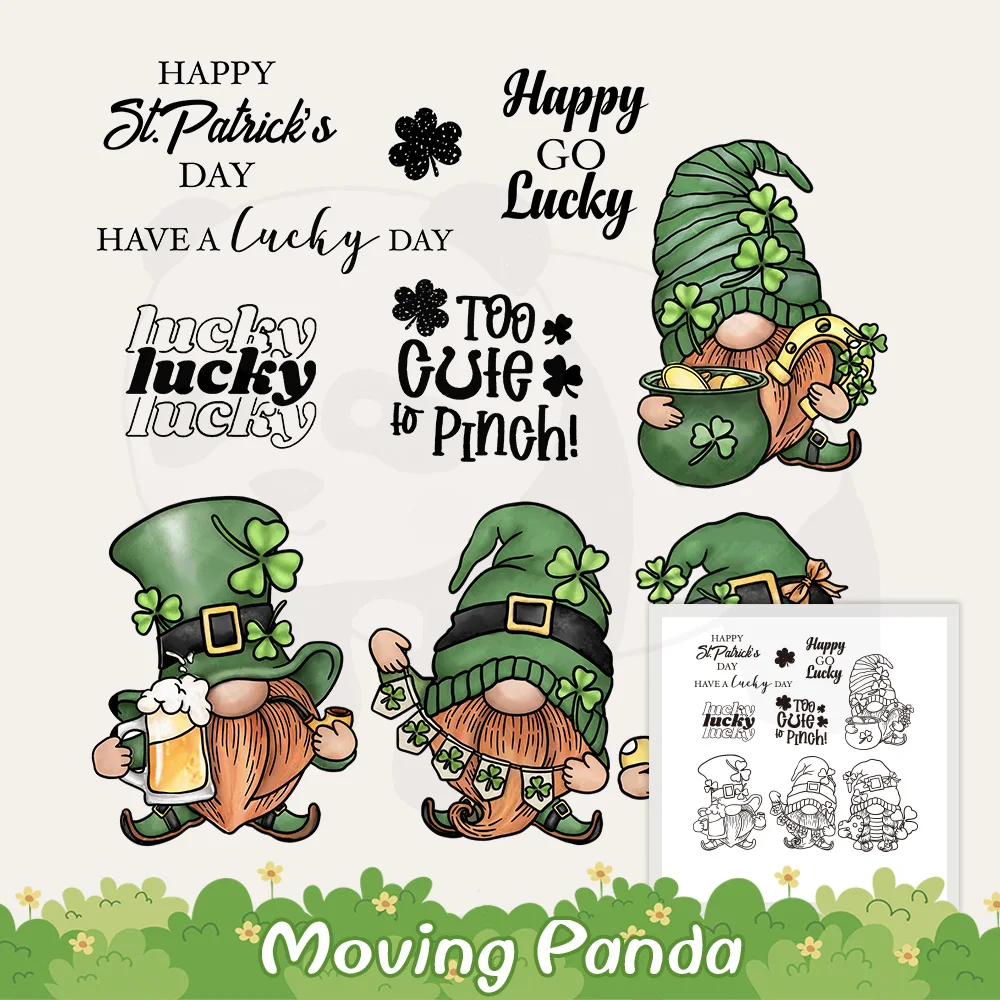

Happy ST.Patrick Day Cute Gnome Metal Cutting Dies Clear Stamps DIY Scrapbooking Cut Dies Silicone Stamps For Paper Cards Decor