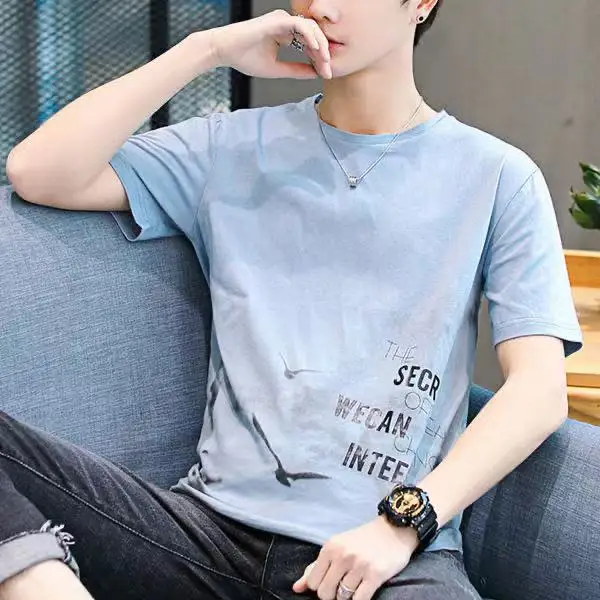 

J8029 Men's casual short sleeved polo shirt men's summer new solid color half sleeved Lapel T-shirt.