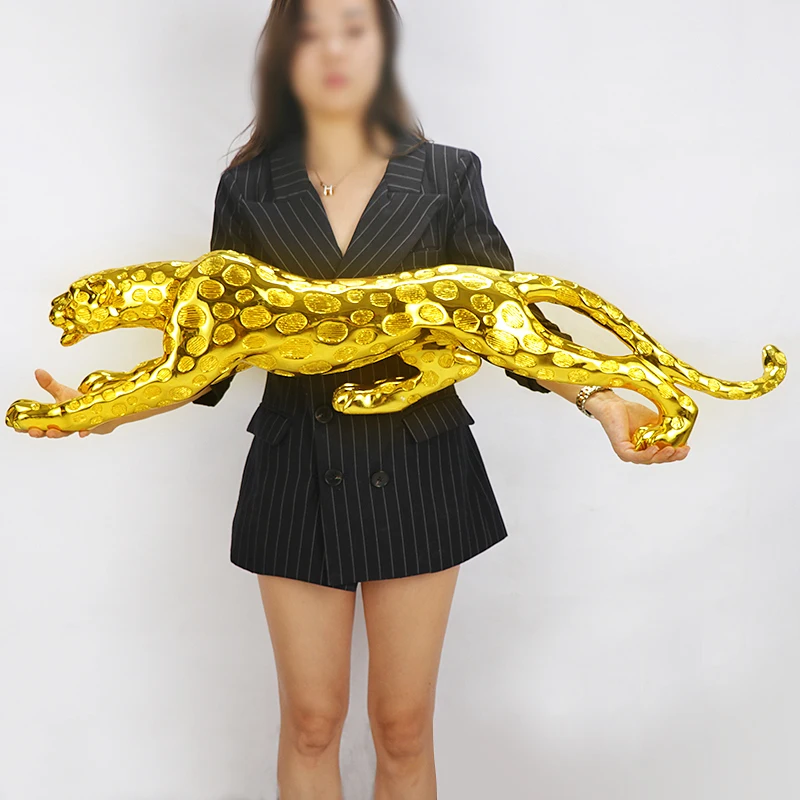 

MODERN ABSTRACT GOLD PANTHER SCULPTURE GEOMETRIC RESIN LEOPARD STATUE WILDLIFE DECOR GIFT CRAFT ORNAMENT ACCESSORIES R4294