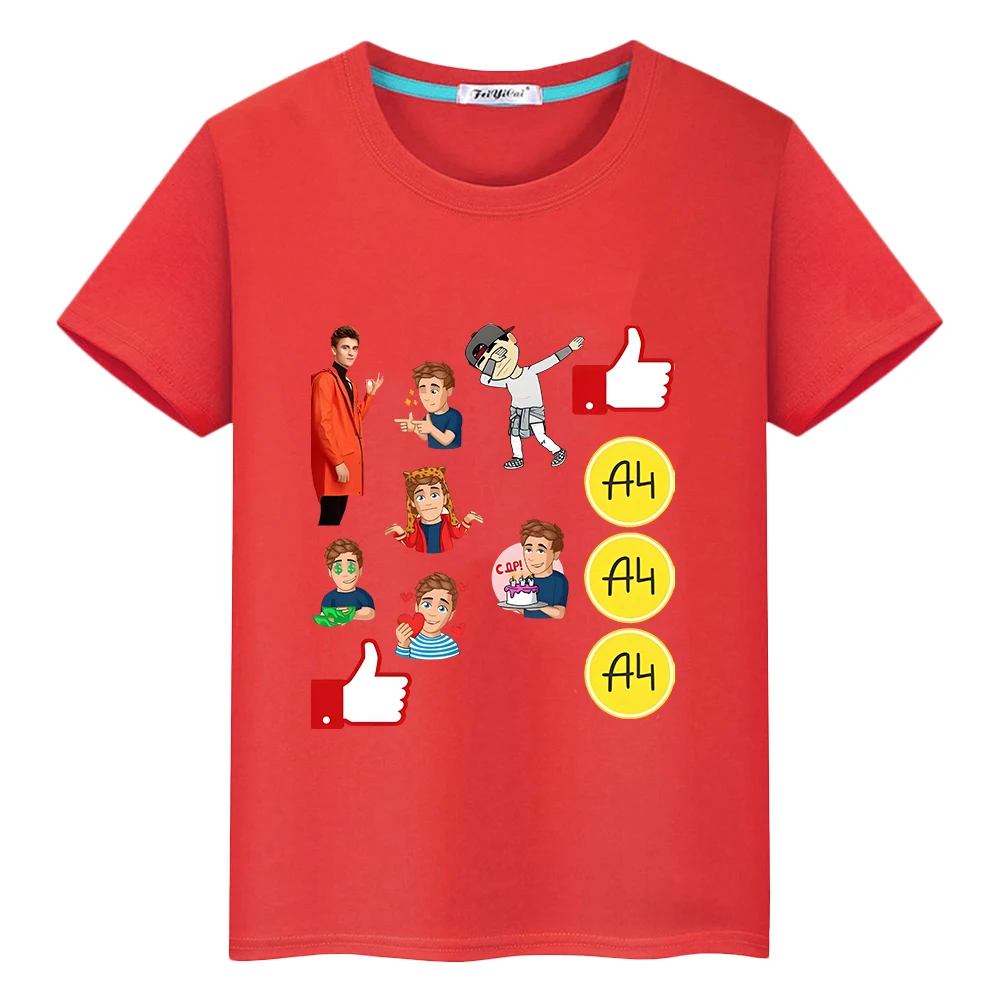 Влад Бумага А4 Короткая футболка из 100% хлопка с принтом для мальчиков аниме