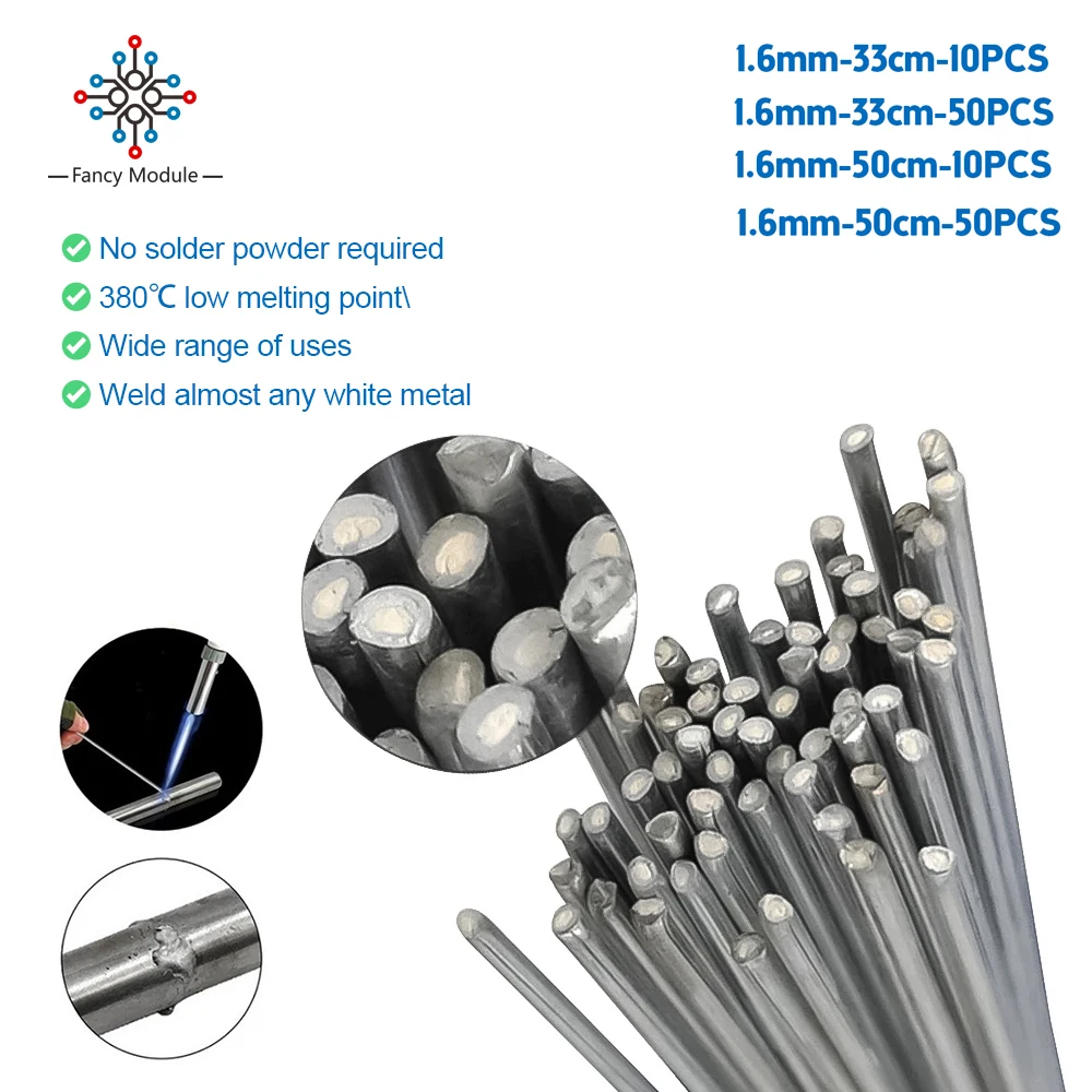 

Низкотемпературные сварочные электроды 1,6 мм, легкие плавкие алюминиевые электроды, сварные стержни, Проволочный припой для пайки алюминия, 33/50 см на выбор